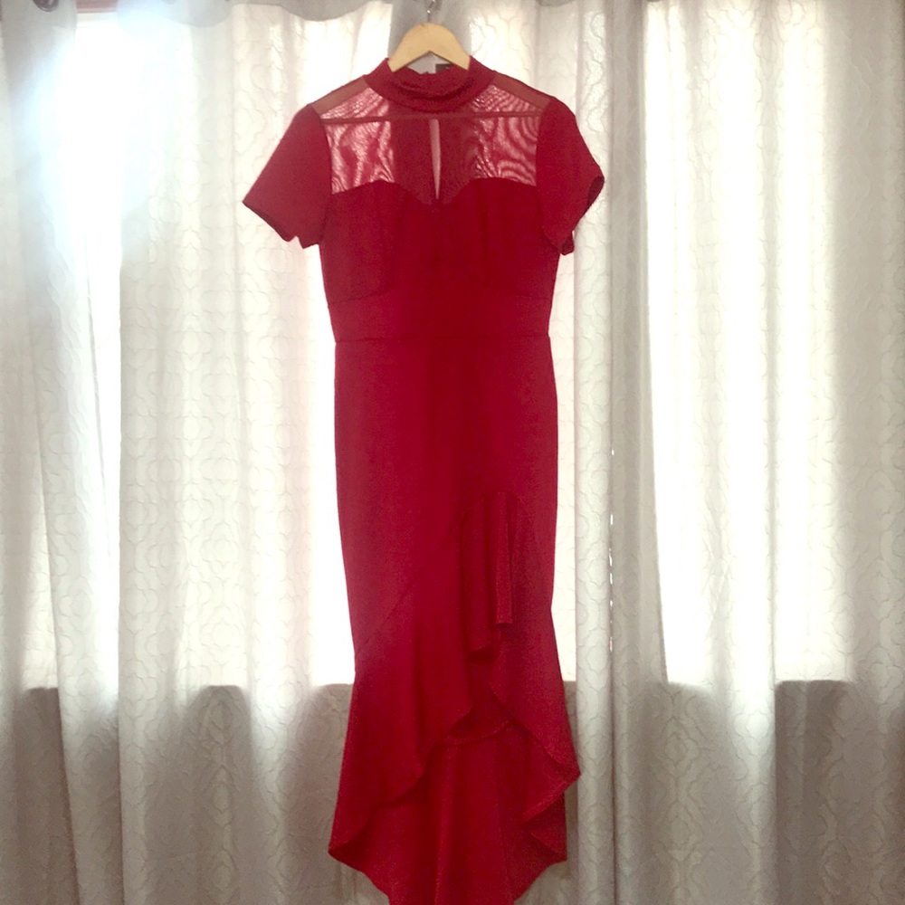 Red high low dress